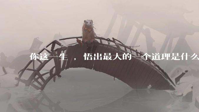 你这一生 ，悟出最大的一个道理是什么 ?